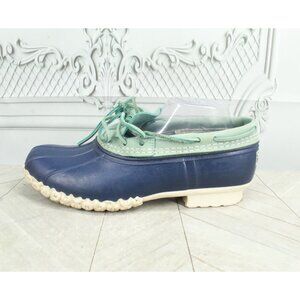 LL Bean Bean Boots Rubber Moc Waterproof Leather Blue Rain Snow Gumshoe L 11 M 9